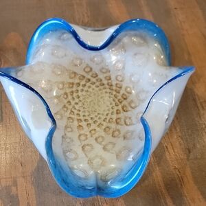 Murano Blue and White Artistic Glass Bowl